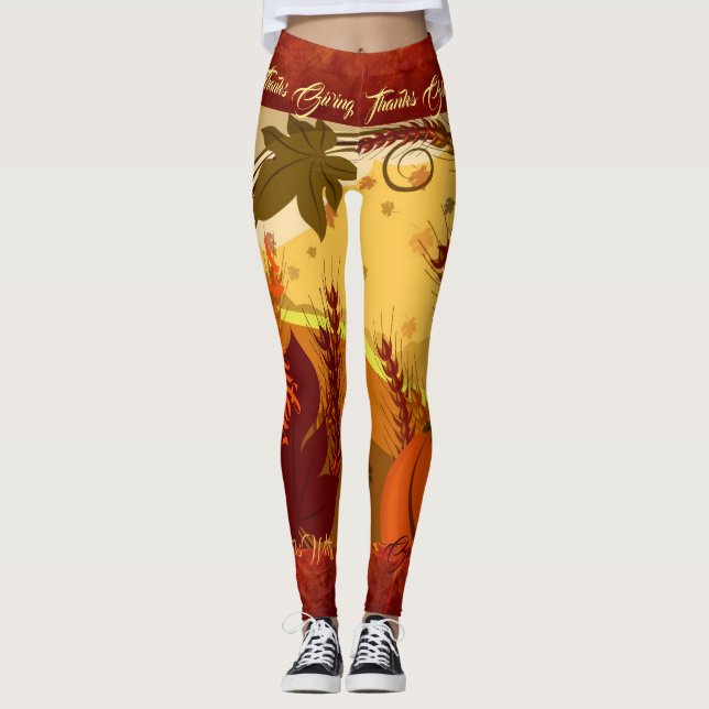 Leggings de outono de Ação de Graças deixam seu no (Frente)