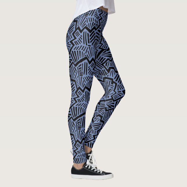 Leggings de padrão azul e preto (Direita)