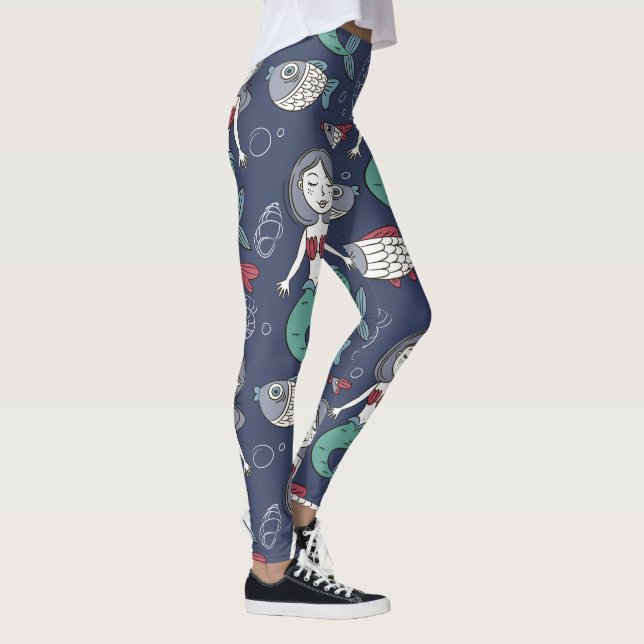 Leggings de padrão da Sereia (Direita)