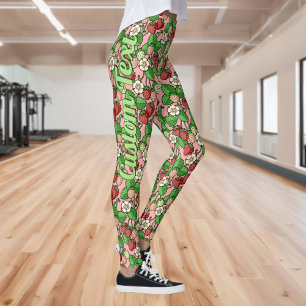Leggings de padrão da vinha de morango