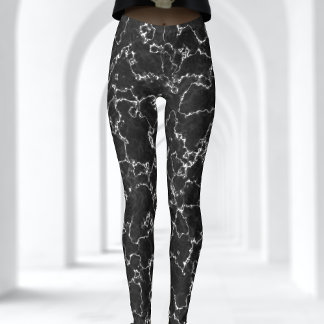 Leggings de padrão de Abstrato branco e preto