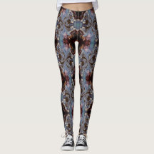 Leggings de padrão de arte frontal multicoloridas