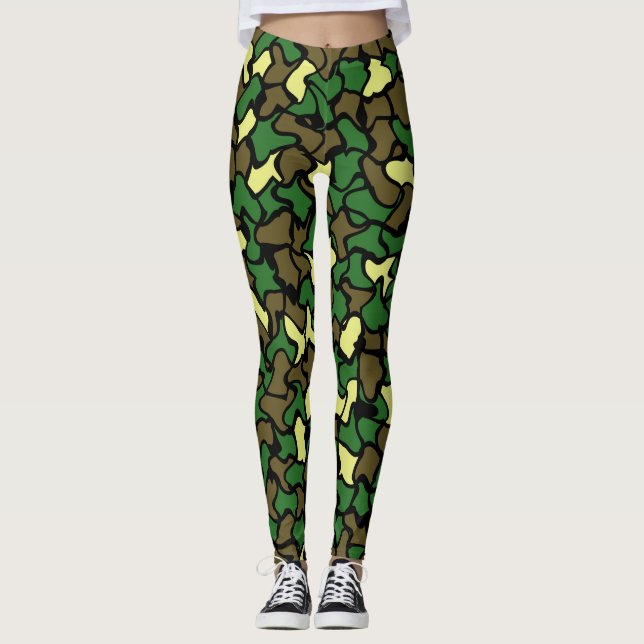 Leggings de padrão de Azulejo de Wobble Camouflage (Frente)