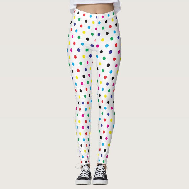 Leggings de padrão de Bolinhas multicores divertid (Frente)