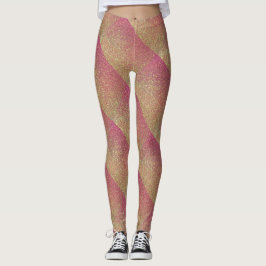 Leggings de padrão de brilho Dourado do rosa