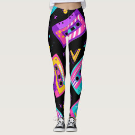 Leggings de padrão de cassete da Trendy 80s