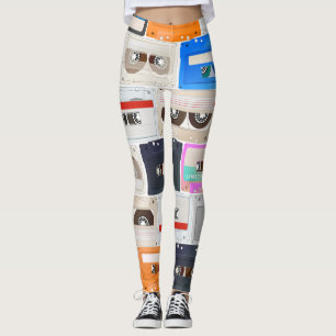 Leggings de padrão de cassete da Trendy 80s