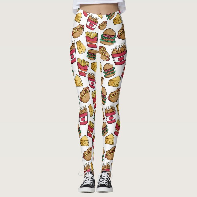 Leggings de padrão de Comida rápida (Frente)