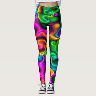 Leggings de padrão de cores neon brilhantes