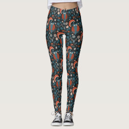 Leggings de padrão de coruja nórdica