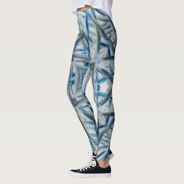 Leggings de padrão de cristal azul-inverno (Esquerda)