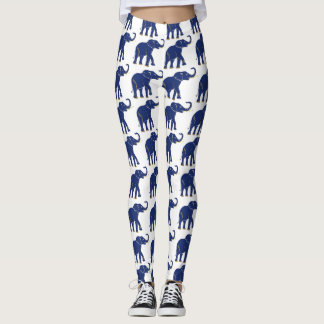 Leggings de Padrão de Elefante Tailandês Azul-Brit