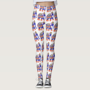 Leggings de Padrão de Elefante Tailandês Bonito