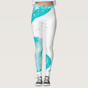 Leggings de padrão de espiral de aquarela