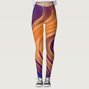 Leggings de padrão de espiral púrpura azul torrado