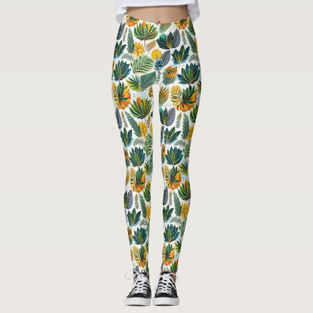 Leggings de padrão de flores (Frente)