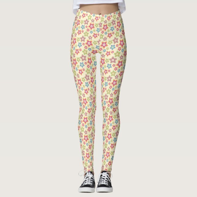 Leggings de padrão de flores (Frente)