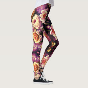Leggings de padrão de flores acrílicas lindas