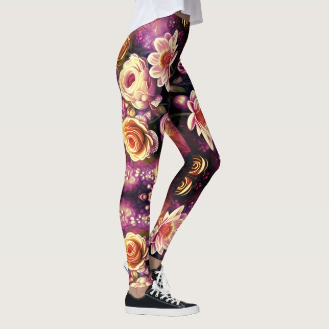Leggings de padrão de flores acrílicas lindas (Direita)