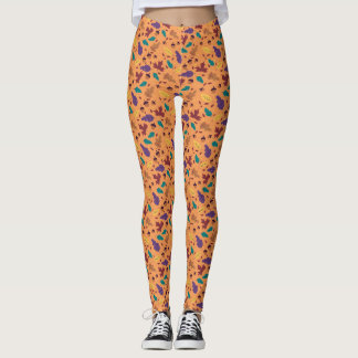 Leggings de padrão de folha na moda Orange