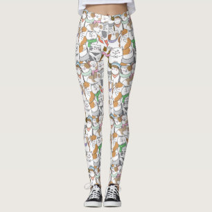 Leggings de Padrão de Gato Cortado