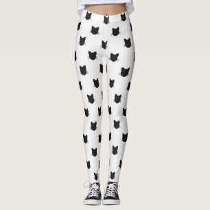 Leggings de padrão de gatos pretos