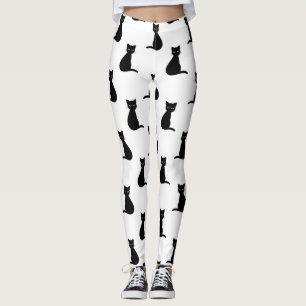 Leggings de padrão de gatos pretos
