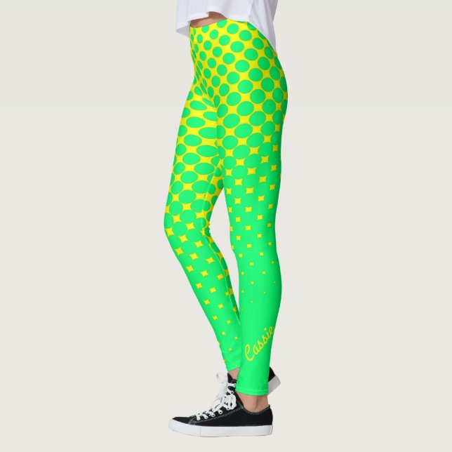 Leggings de padrão de gradiente amarelo a verde (Esquerda)