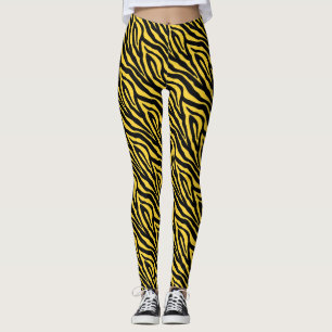 Leggings de padrão de impressão em zebra amarela