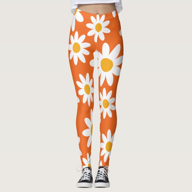 Leggings de padrão de margarida retrô (Frente)