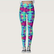 Leggings de padrão de neon Palm Trees Cósmicas