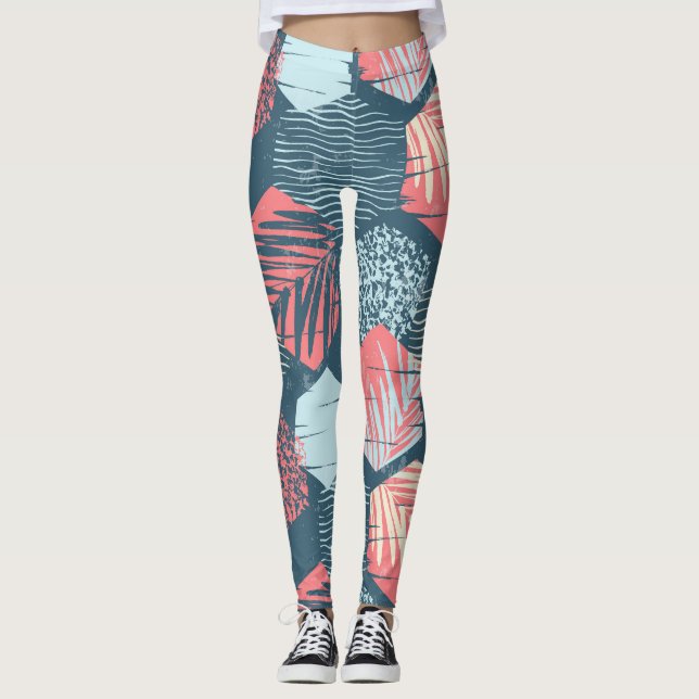 Leggings de padrão de onda de Surf cômodo (Frente)