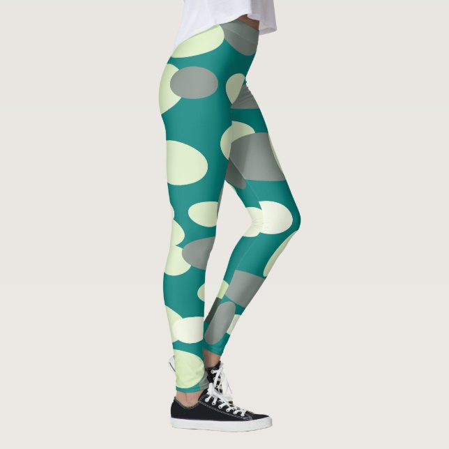 Leggings de padrão de pontos verdes e felizes (Direita)