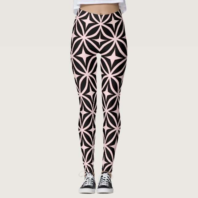 Leggings de padrão de repetição de Ogee e Star (Frente)