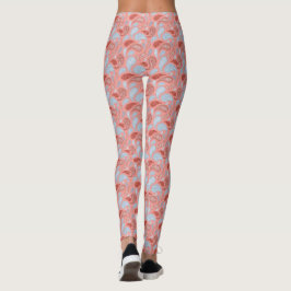 Leggings de padrão de salmões-azuis