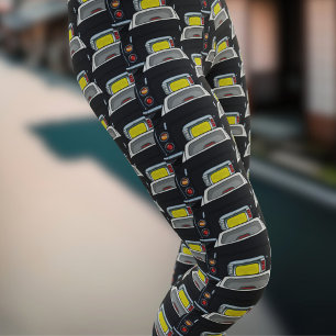 Leggings de padrão do carro Black Figaro