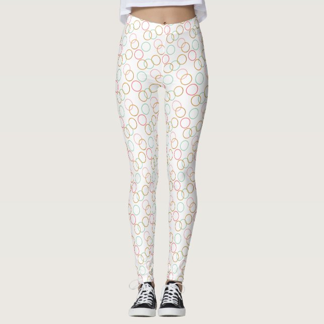 Leggings de padrão do círculo de tendência (Frente)