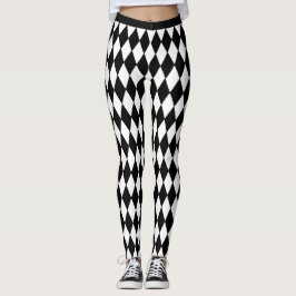 Leggings de padrão do Harlequin em preto e branco