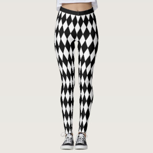 Leggings de padrão do Harlequin em preto e branco