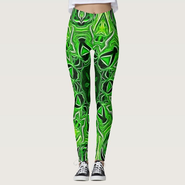 Leggings de padrão do Mandala Verde (Frente)