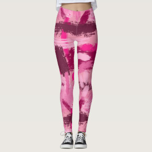 Leggings de padrão do pincel rosa