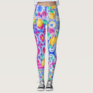 Leggings de padrão Dolce e limões do Mediterrâneo