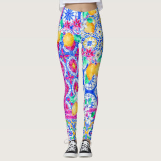 Leggings de padrão Dolce e limões do Mediterrâneo