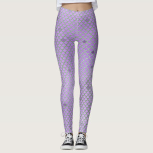 Leggings de padrão em escala de Sereia Roxa