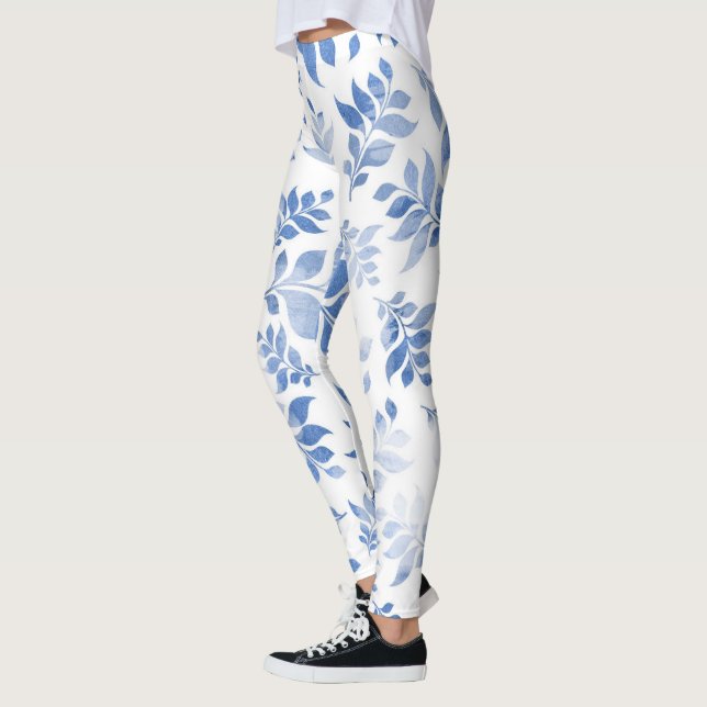 Leggings de Padrão Floral Azul, (Esquerda)