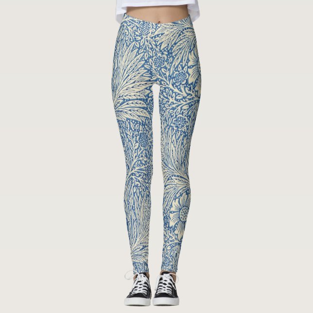 Leggings de padrão floral azul Denim (Frente)