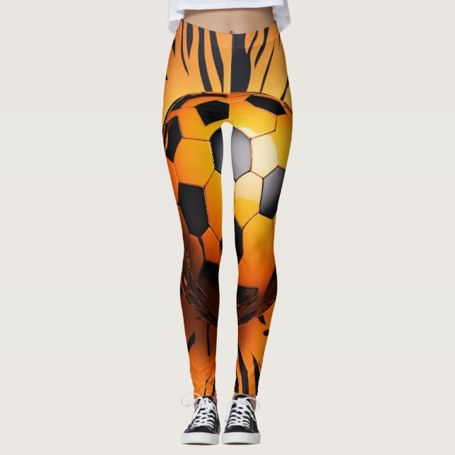 Leggings de padrão laranja 3D (Frente)