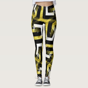 Leggings de padrão negro e Dourado ★ Zebra II algu