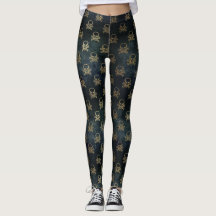 Leggings de padrão preto e Dourado