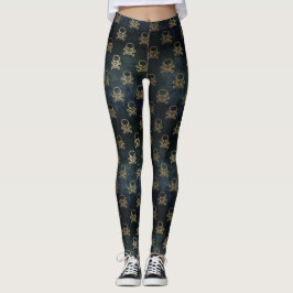 Leggings de padrão preto e Dourado